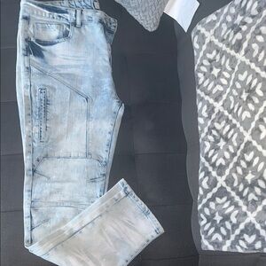 Men's Slim Straight Light Blue Washed Jeans